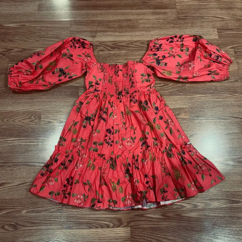 CARA CARA red mini Ip Ip Floral-Print Minidress in small